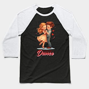 Romantic Red Valentine's Dance - Chibi Couple Cartoon Tee Baseball T-Shirt